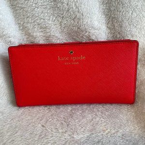 Pink Kate Spade Large Slim Bifold Wallet